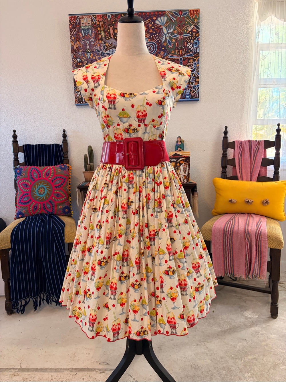 Bernie Dexter Veronique Sundae Ice Cream Print Dress- Size Medium